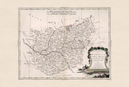 Mazovia, Rawa & Plock Historical Map Poster - 18th Century Poland Wall Art