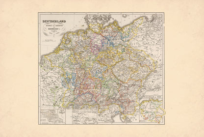 Niemcy 1275-1495 - Święte Cesarstwo Rzymskie - Karl Spruner - Historyczny Plakat z Mapą