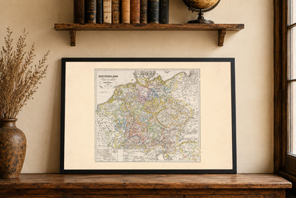 Niemcy 1275-1495 - Święte Cesarstwo Rzymskie - Karl Spruner - Historyczny Plakat z Mapą
