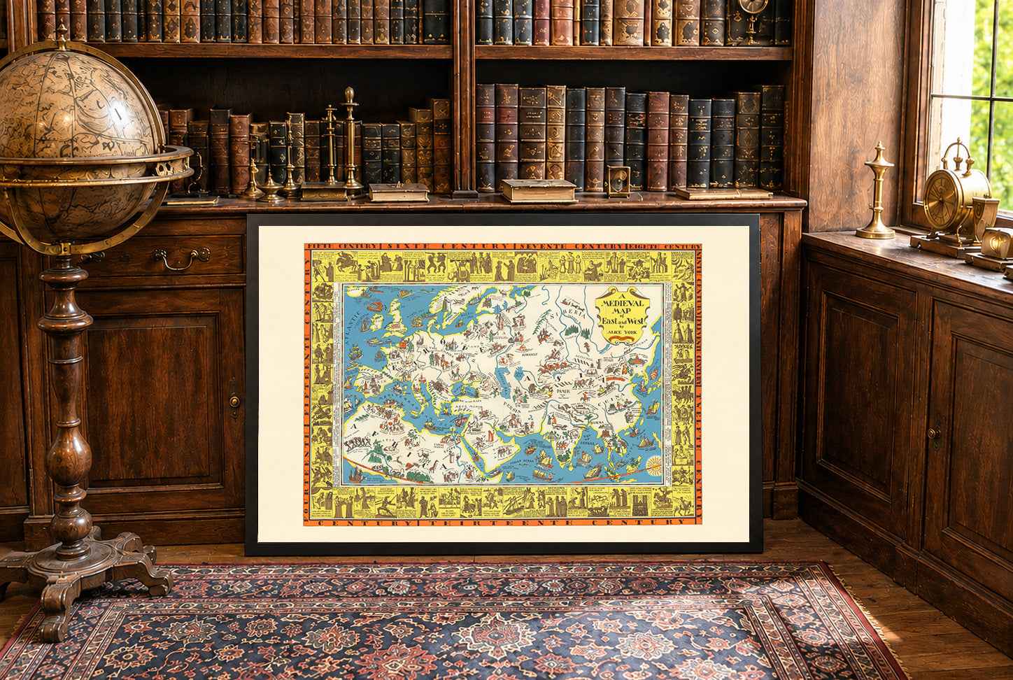Medieval Map of East and West - Alice York & Edy Legrand - Historical Map Poster