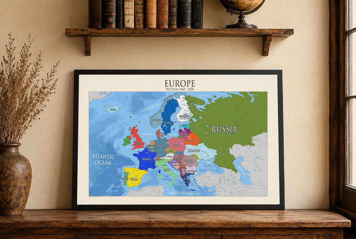 Plakat z Nowoczesną Mapą Polityczną Europy – Szczegółowa Mapa Państw i Stolic