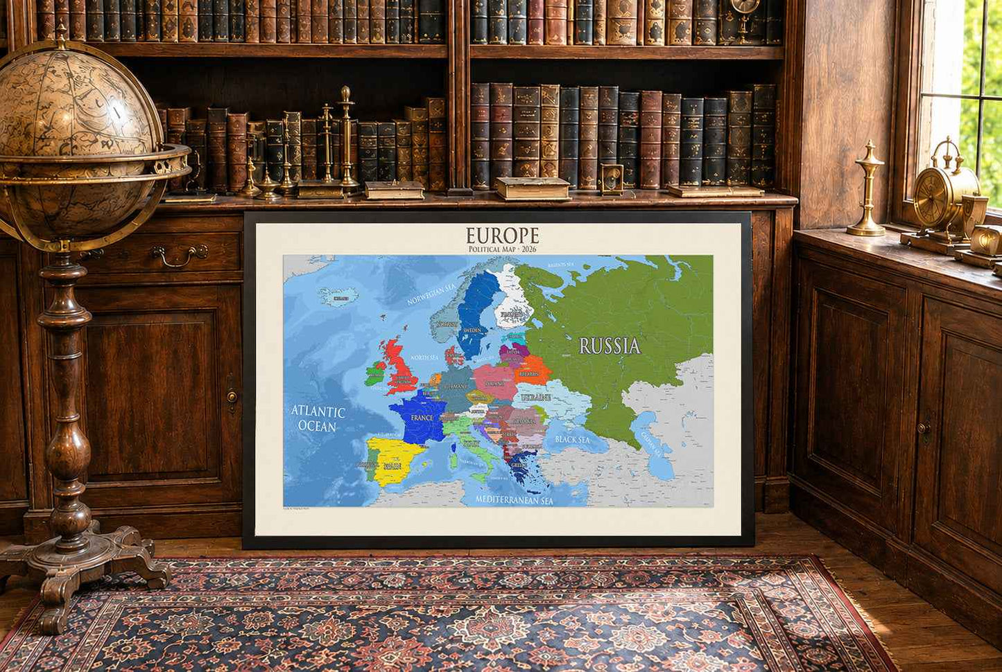 Plakat z Nowoczesną Mapą Polityczną Europy – Szczegółowa Mapa Państw i Stolic
