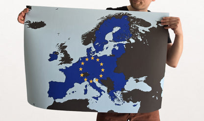 Modern European Union Map Print - EU Countries Borders Wall Art Poster