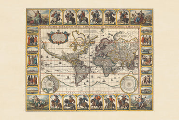 Nova Totius Terrarum Orbis 1652 - Rzymscy Cesarze - Nicolaes Visscher - Historyczny Plakat z Mapą Świata