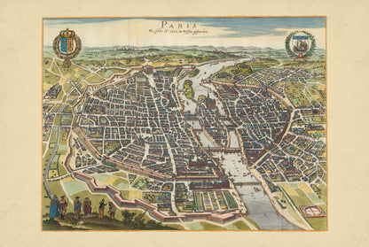 Paryż 1620 - Caspar Merian - Historyczny Widok Miasta z Lotu Ptaka – Plakat