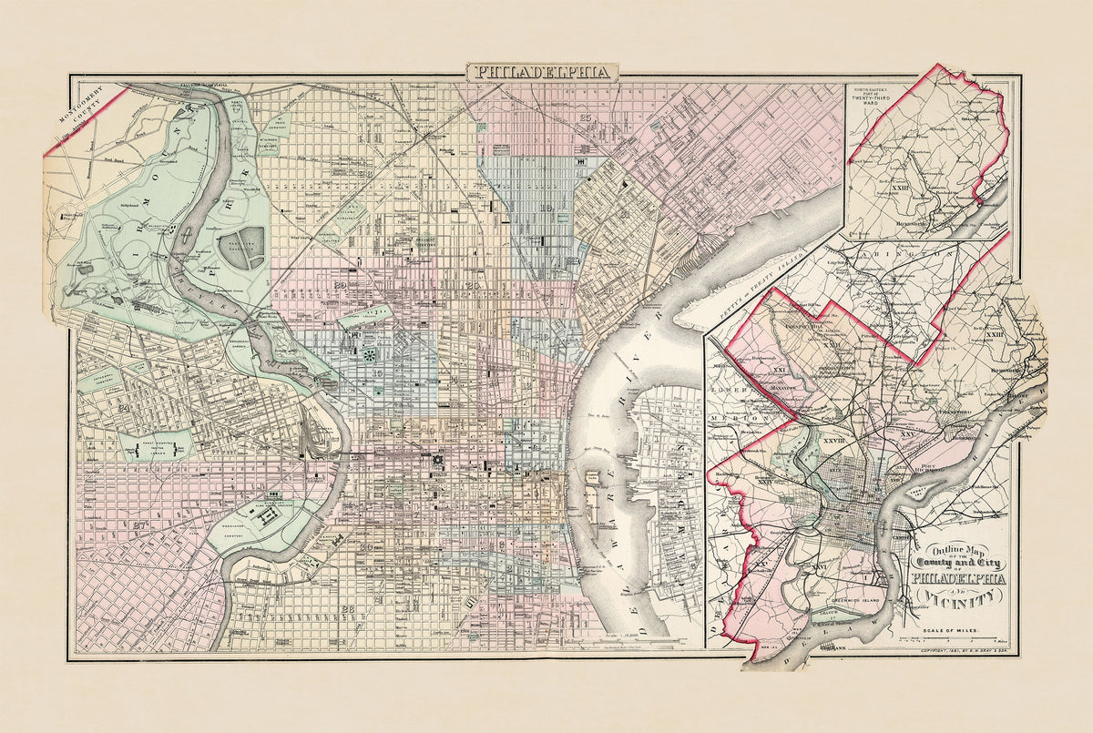 Filadelfia 1883 - Historyczna Mapa Miasta