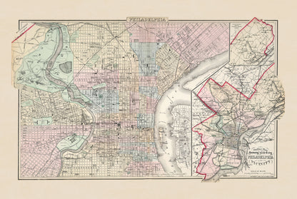 Filadelfia 1883 - Historyczna Mapa Miasta