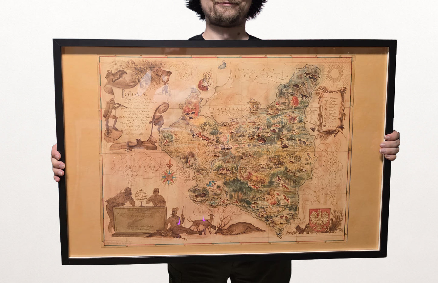 Mapa Polski 1938 - druk „Poloniae”, ilustracyjna mapa autorstwa Tadeusza Lipskiego i Eliasza Kanarka | vintage dekoracja ścienna z Wystawy Światowej