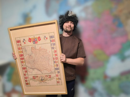Plakat z Mapą Polski za Panowania Jana III Sobieskiego - Vintage Dekoracja Ścienna