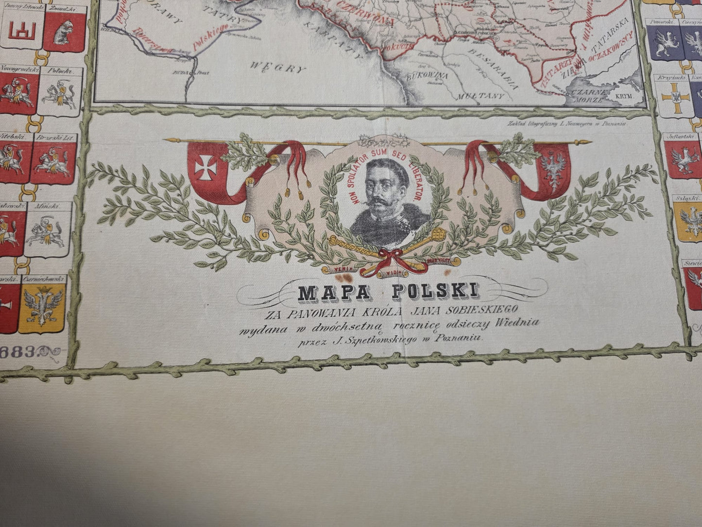 Plakat z Mapą Polski za Panowania Jana III Sobieskiego - Vintage Dekoracja Ścienna