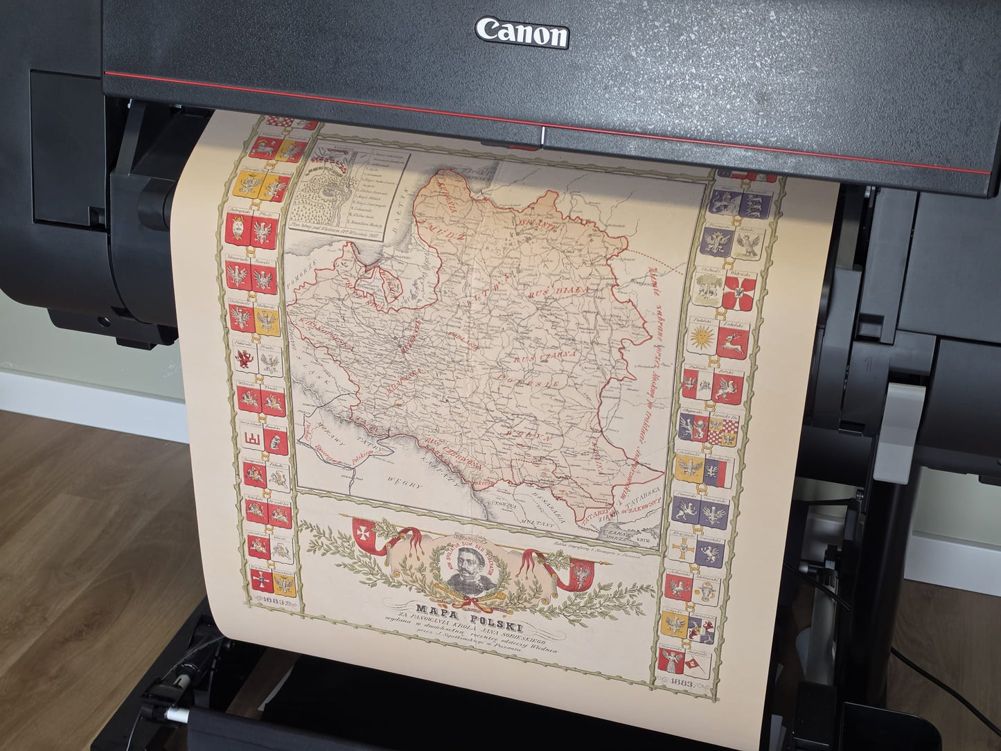 Plakat z Mapą Polski za Panowania Jana III Sobieskiego - Vintage Dekoracja Ścienna