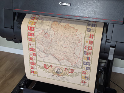 Plakat z Mapą Polski za Panowania Jana III Sobieskiego - Vintage Dekoracja Ścienna