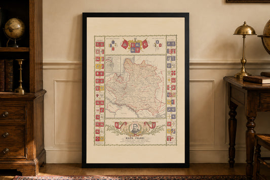Poland Map Poster During the Reign of Jan III Sobieski - Vintage Wall Art