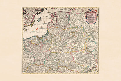 Polska i Litwa 1682 - Rzeczpospolita Obojga Narodów - Frederick de Wit - Historyczny Plakat z Mapą