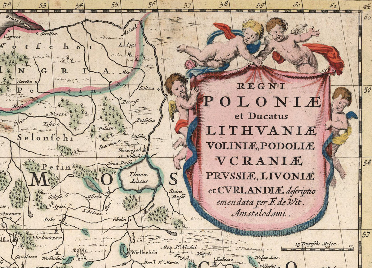Polska i Litwa 1682 - Rzeczpospolita Obojga Narodów - Frederick de Wit - Historyczny Plakat z Mapą
