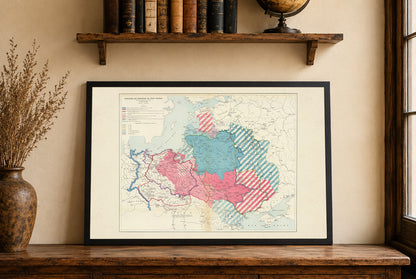 Zmiany Granic Polski X Wiek-1770 - Maurice Fallex - Historyczny Plakat z Mapą