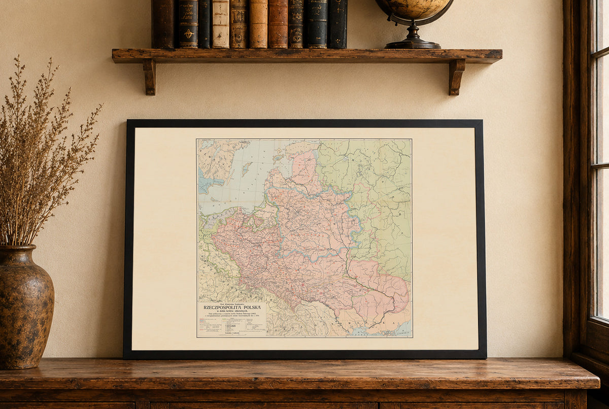Rzeczpospolita Obojga Narodów 1582-1770 - Stefan Batory - Władysław Semkowicz - Plakat z Mapą