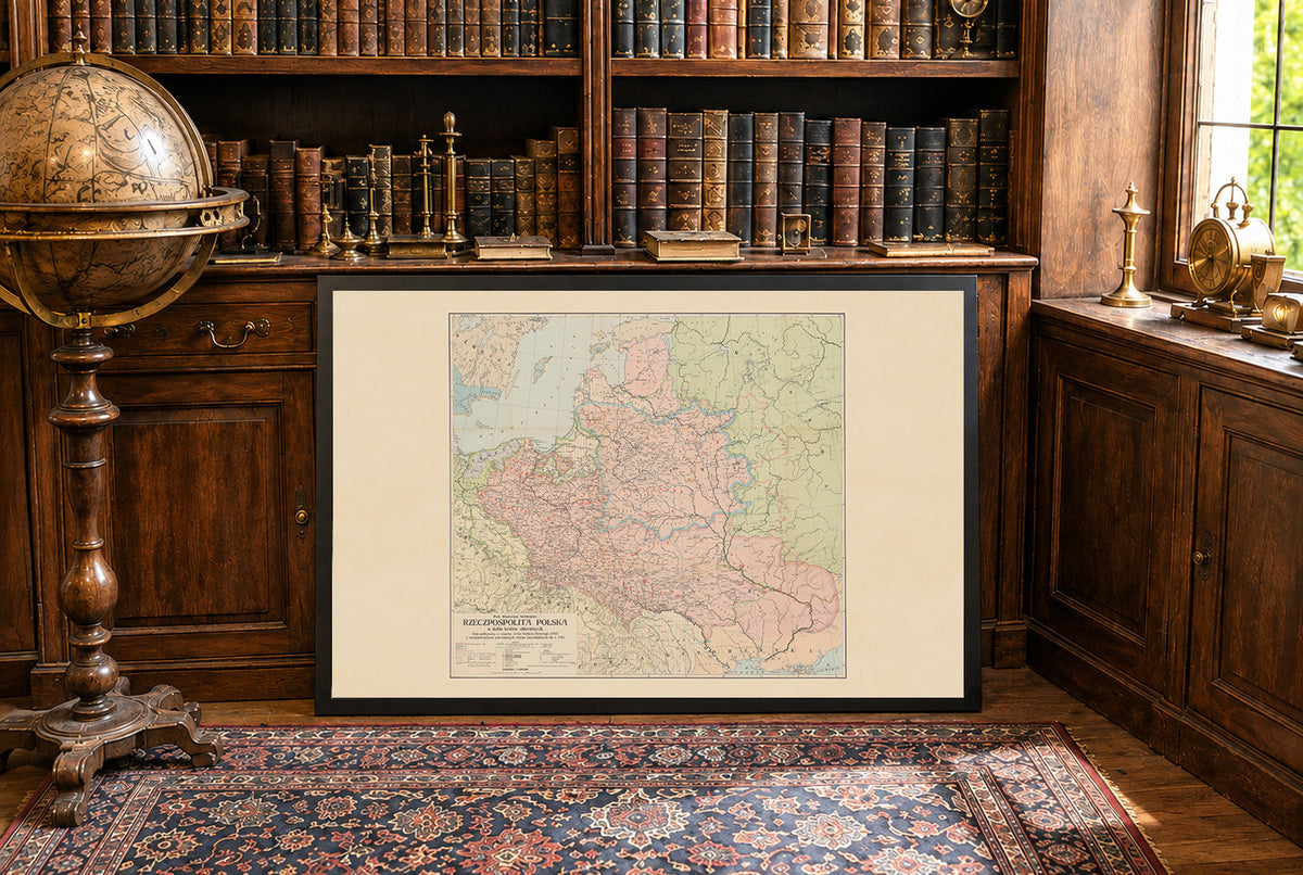 Rzeczpospolita Obojga Narodów 1582-1770 - Stefan Batory - Władysław Semkowicz - Plakat z Mapą