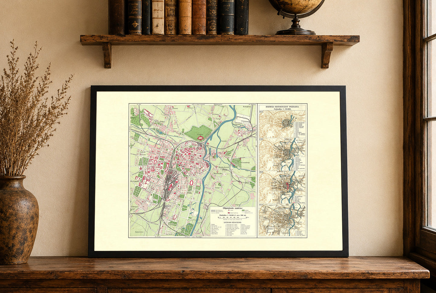 Plakat z Planem Miasta Poznania (1932) – Zabytkowa Mapa Poznania z Historycznym Rozwojem Miasta