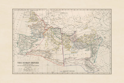 Cesarstwo Rzymskie po Podziale na Wschodnie i Zachodnie 1873 - Plakat z Mapą