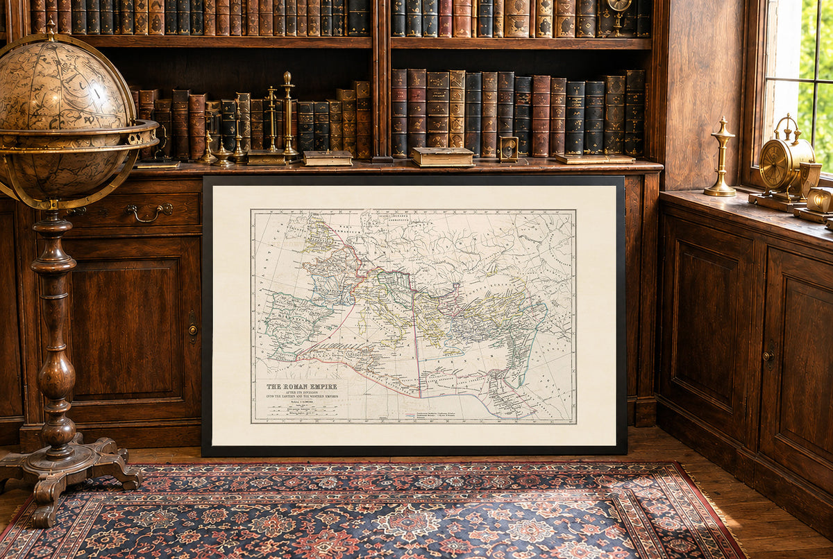 Cesarstwo Rzymskie po Podziale na Wschodnie i Zachodnie 1873 - Plakat z Mapą