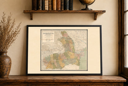 Rumunia 1883 - Charta Murala - Historyczny Plakat z Mapą Królestwa Rumunii