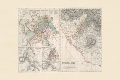 Rzym w Czasach Cesarstwa 1874 - Historyczna Mapa - Plakat