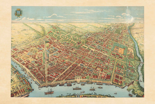 Saigon 1902 Map Poster - Panoramic View of Ho Chi Minh City with River, Boulevards and Port Activity - Strategy Maps