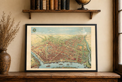 Saigon 1902 Map Poster - Panoramic View of Ho Chi Minh City with River, Boulevards and Port Activity