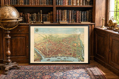 Saigon 1902 Map Poster - Panoramic View of Ho Chi Minh City with River, Boulevards and Port Activity