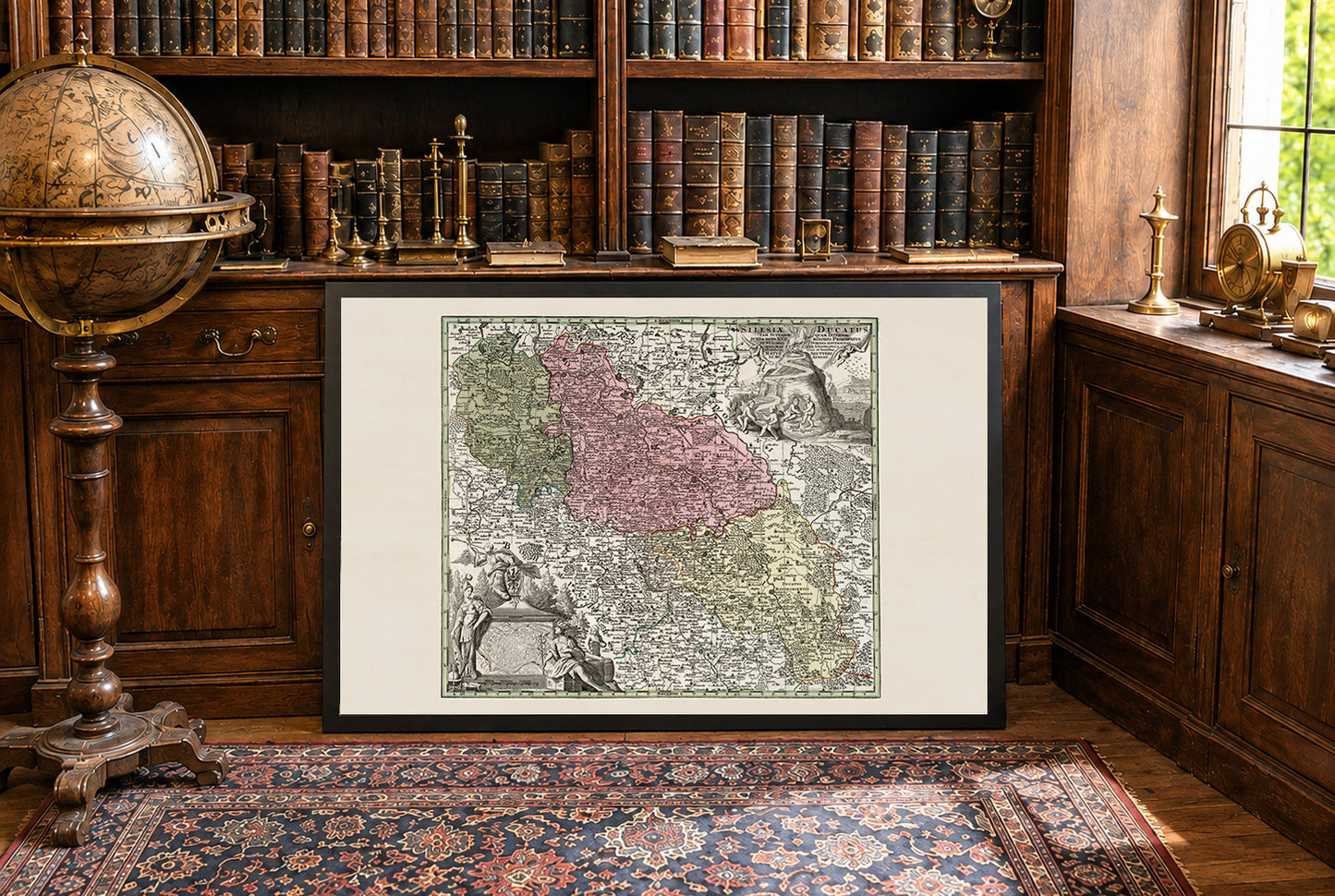 Historisches Kartenposter Schlesien – Ober- und Niederschlesien, Wandkunst aus dem 18. Jahrhundert