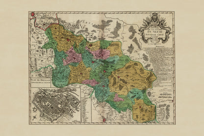 Poster mit Karte von Schlesien – Erster Schlesischer Krieg, 1741 | Georges-Louis Le Rouge
