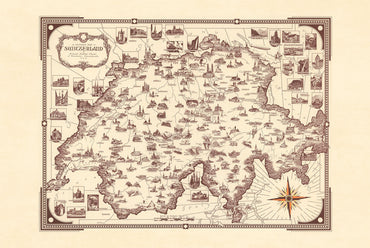 Switzerland Pictorial Map Poster (1936) - Vintage Swiss Travel Wall Art