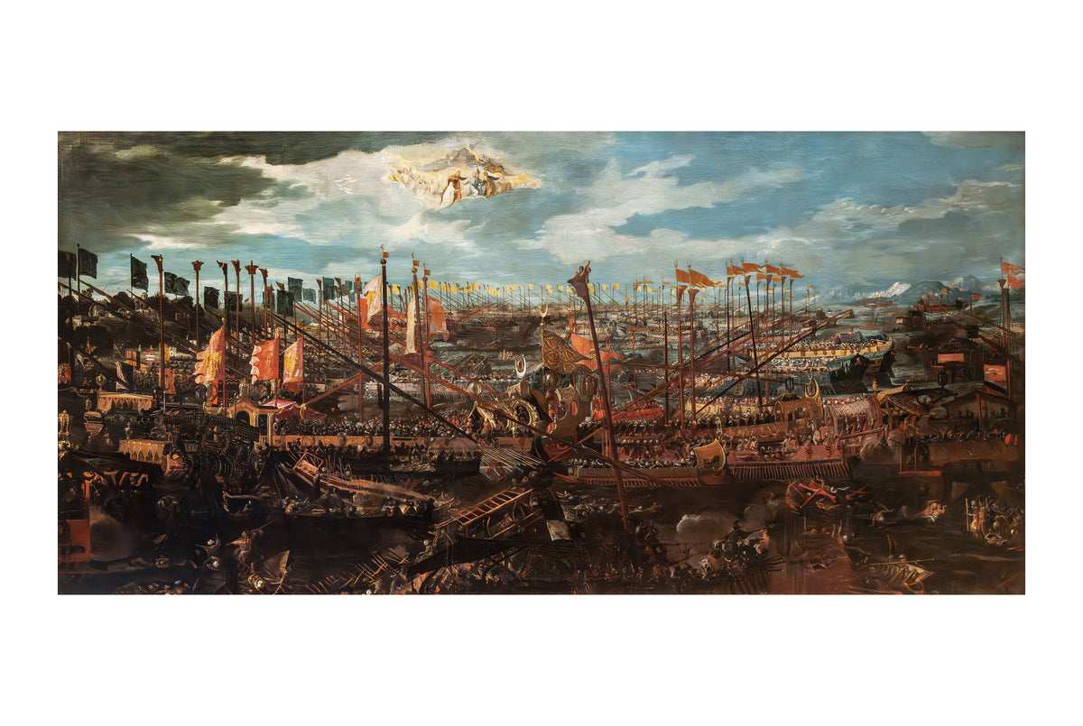 Bitwa pod Lepanto - Andrea Vicentino - Imperium Osmańskie i Liga Święta - Historyczny Plakat z Obrazem