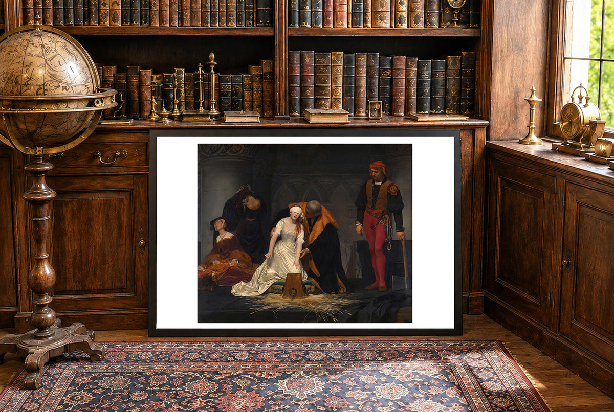 Egzekucja Lady Jane Grey 1833 - Paul Delaroche - Historia Anglii Tudorów - Historyczny Plakat z Obrazem