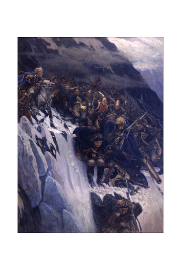 Przejście Armii Rosyjskiej przez Alpy 1899 - Wasilij Surikow - Kampania Suworowa - Historyczny Plakat z Obrazem