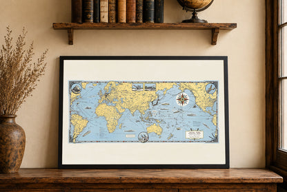 Póster Mapa de Batalla de Total War (1942) – Arte de Pared Vintage de Propaganda de la Segunda Guerra Mundial