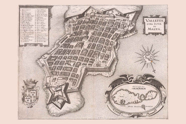 Valletta Map Poster - Città Nova Malta Panoramic City Plan with Fortifications and Harbour - Strategy Maps