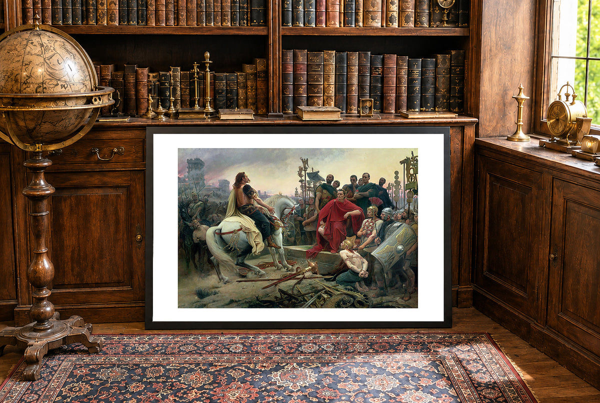 Wercyngetoryks Rzuca Broń pod Nogi Cezara 1899 - Lionel Royer - Wojny Galijskie - Historyczny Plakat z Obrazem