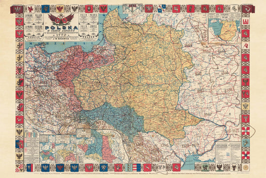 Vintage Map of 1770 Polish-Lithuanian Commonwealth & Partitions