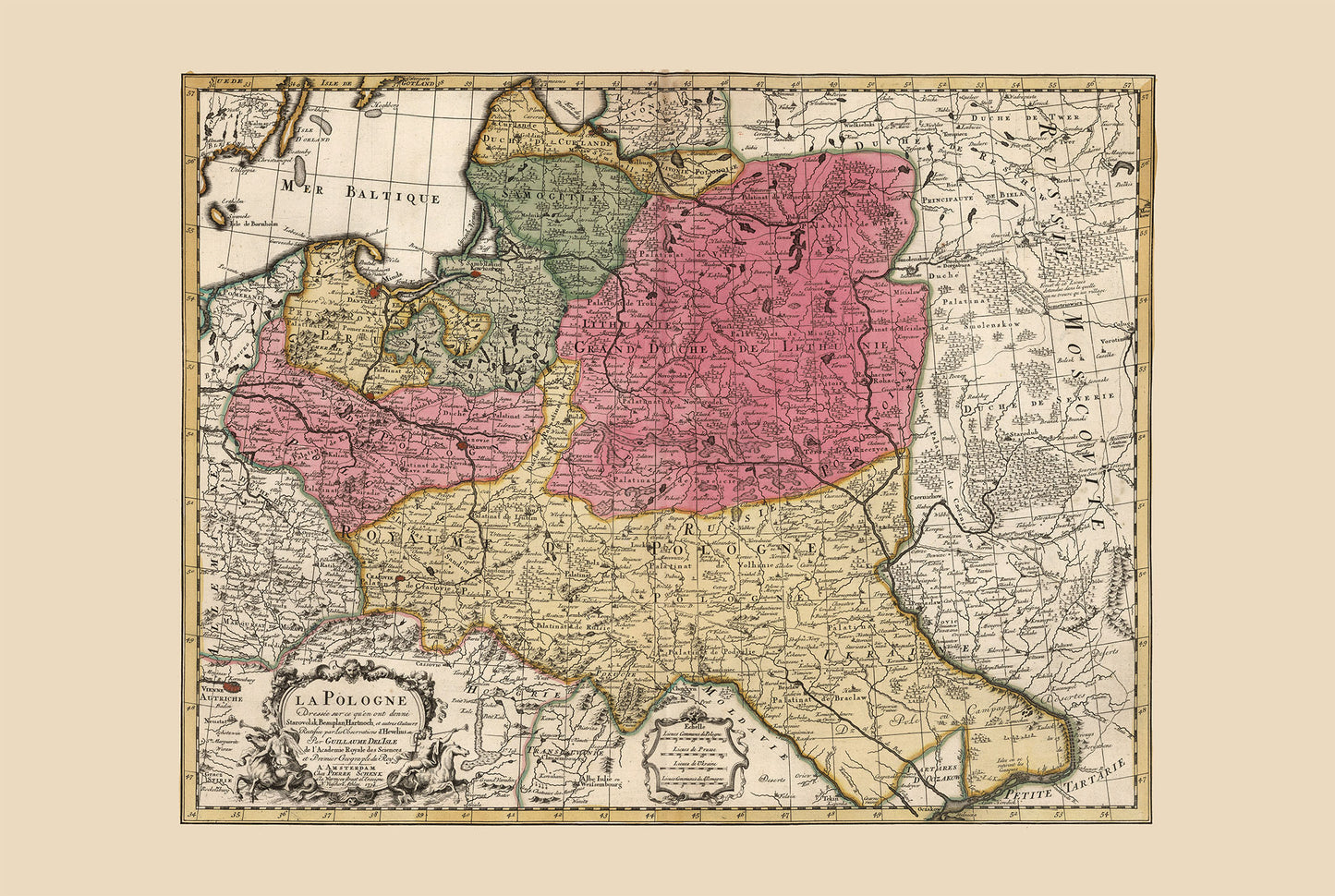 Vintage Karte des polnisch-litauischen Commonwealth 1740