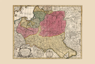 Vintage Polish-Lithuanian Commonwealth Map 1740