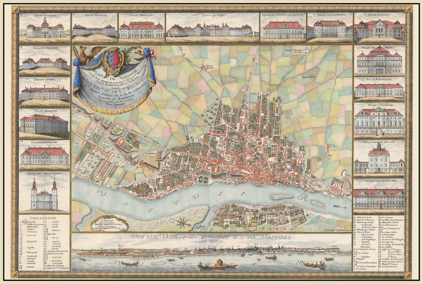 Warsaw 1772 - Historical Map of the Polish Capital with Major Palaces - Strategy Maps