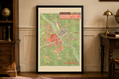 Poster mappa di Varsavia 1949 - Distruzione della Seconda Guerra Mondiale