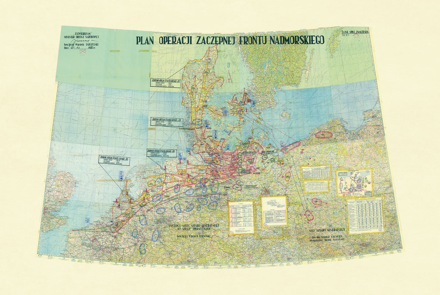 Plakat z Tajnym Planem Operacji Zaczepnej Układu Warszawskiego (1970) - Historyczna Mapa Wojskowa Zimnej Wojny