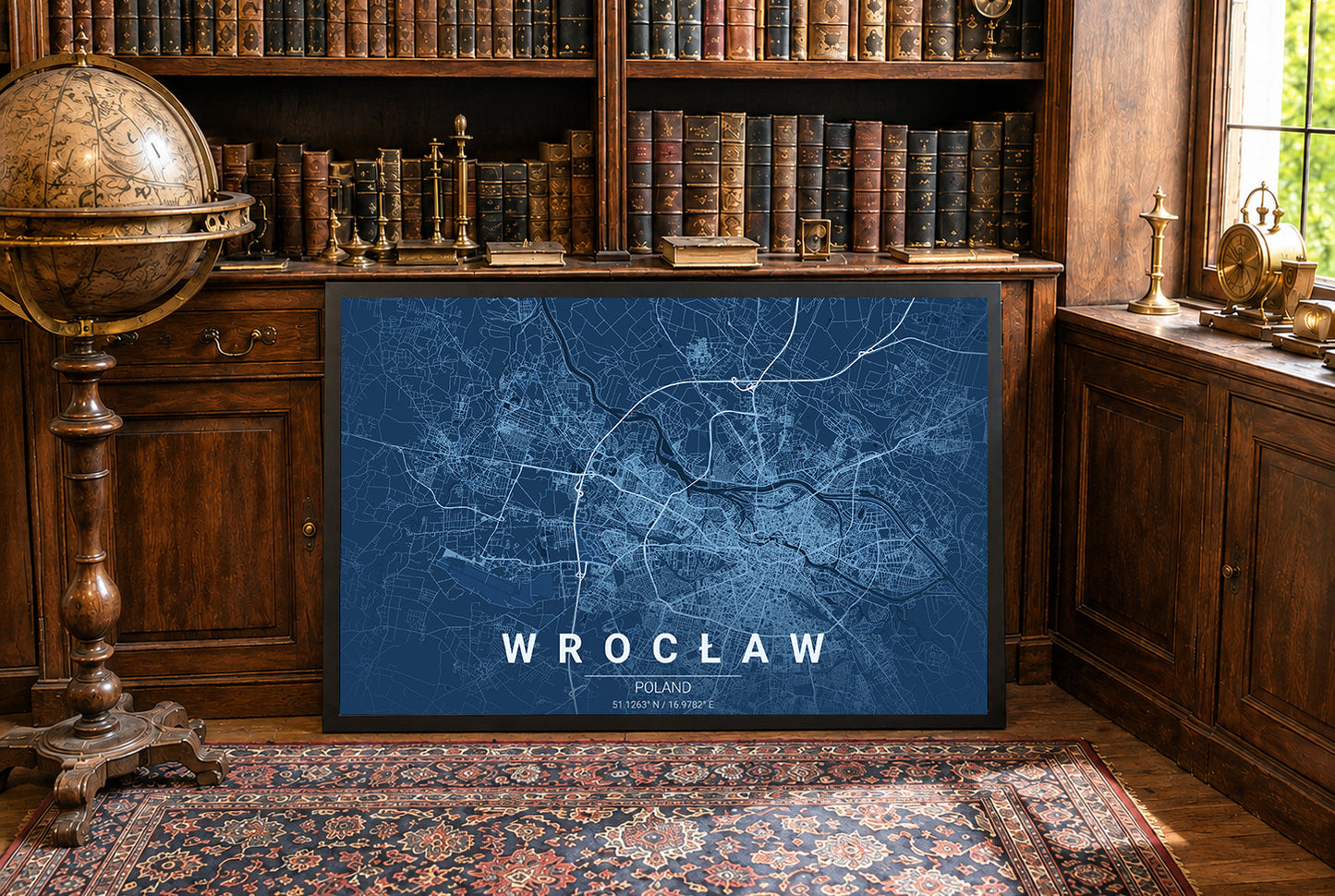 Wrocław Plan Miasta - Nowoczesna Sztuka Ścienna z Ulicami Miasta