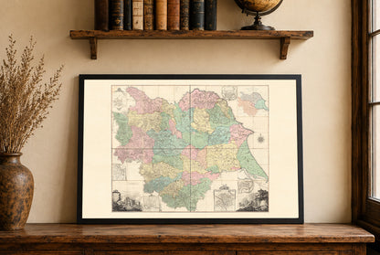 Plakat z Mapą Hrabstwa Yorkshire (1772) - Historyczna Mapa Anglii Thomasa Jefferysa