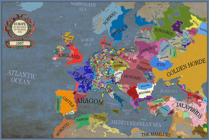 1337 Map of Europe (Dark Water)