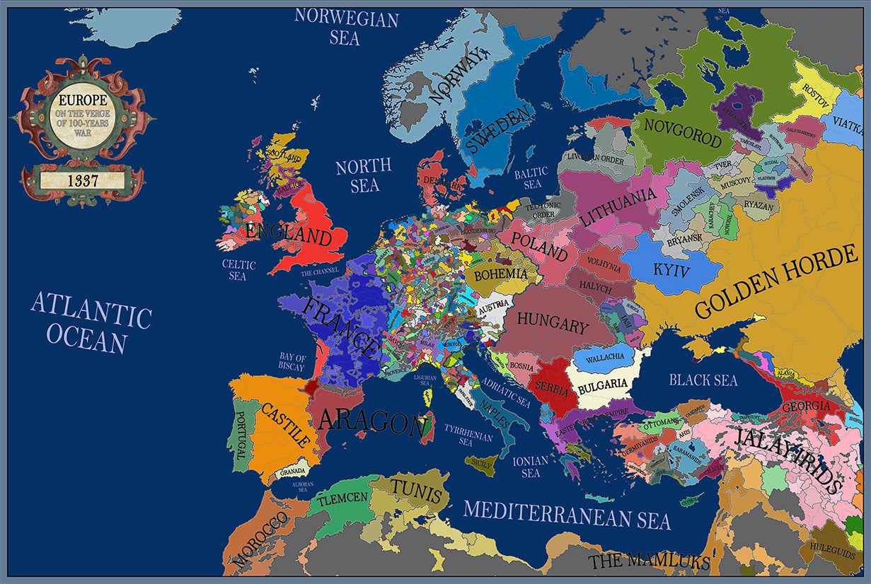 1337 Map of Europe (Dark Water) - Strategy Maps