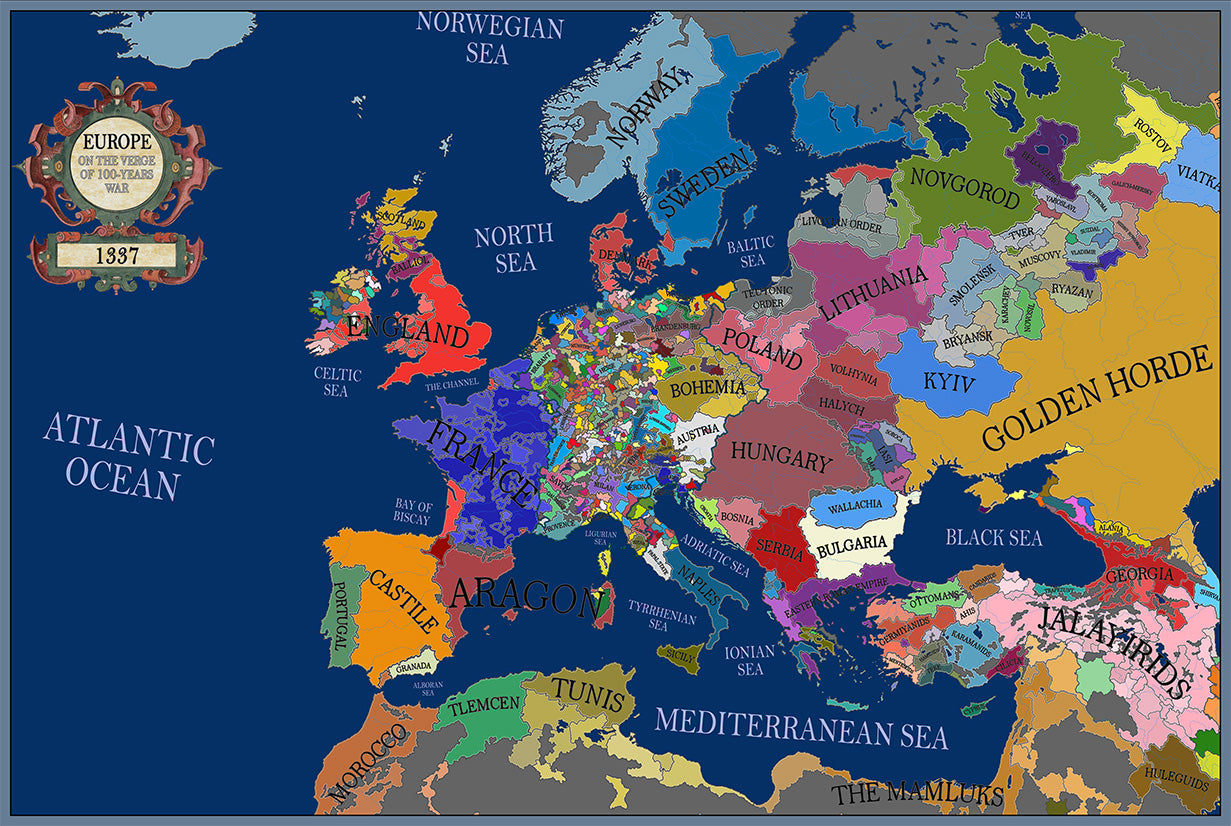 1337 Map of Europe (Dark Water)